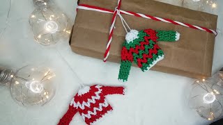 Suéter de navidad a crochet tutorial de adornos navideños paso a paso [upl. by Joub]