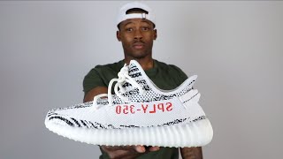 ADIDAS YEEZY 350 v2 “ZEBRA” REVIEW  ON FEET  HOW TO LACE YEEZY’S [upl. by Goodden]