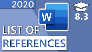 How to Insert a List of References in Word  83 Master Course 2020 HD [upl. by Aicemak]