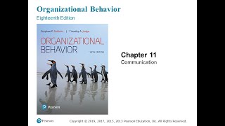 Organizational Behavior Robbins and Judge Chapter 11 Communication [upl. by Sidoon]