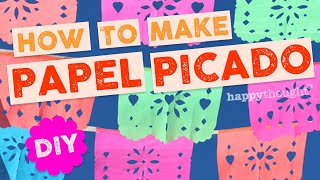 How to make your own DIY papel picado Parties or fiestas at home Printable template • Happythought [upl. by Araccat]