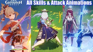 Genshin Impact  All 37 Characters Skills amp Attack Animations Inazuma Updated [upl. by Eicam]