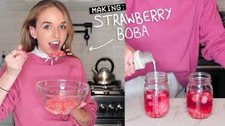 making STRAWBERRY BOBA from a tiktok recipe [upl. by Brine]