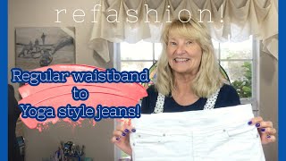 How to Put an Elastic Waistband on your Jeans refashion [upl. by Eelac]