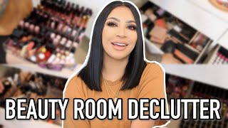 DECLUTTERING ALL THE MAKEUP IN MY BEAUTY ROOM HUGE GIVEAWAY [upl. by Martino546]