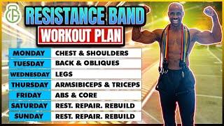 FULL WEEK WORKOUT PLAN AT HOME WITH RESISTANCE BAND  FITBEAST [upl. by Pickens]