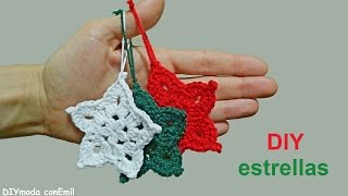 Adorno estrellas de navidad tejidas a crochet paso a paso [upl. by Ahsan]