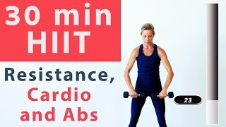 Advanced HIIT cardio resistance and AB interval workout [upl. by Bryon]