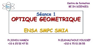 1 Optique géométrique Lois de Snell Descartes SMPC SMIA ENSA FST [upl. by Eiduam]