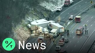 5 Dead Dozens Hospitalized in MultipleVehicle Crash on Pennsylvania Turnpike [upl. by Eidurt]