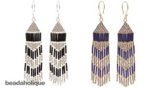 How to Make Brick Stitch and Fringe Beaded Earrings [upl. by Guarino]