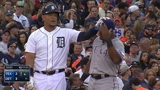 WATCH THE HAIR Miguel Cabrera ruffles Adrian Beltres feathers [upl. by Cinomod]