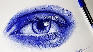 Ball point pen drawing  iris  step by step tutorial [upl. by Ocnarfnaig256]