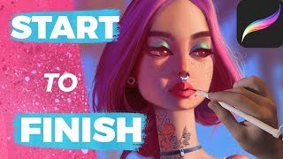 How to Paint in PROCREATE  Painting a Portrait from Start to Finish [upl. by Iztim]