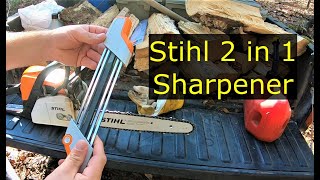 45 Stihl 2 in 1 sharpener Stihl MS170 sharpening a chainsaw [upl. by Ivo]