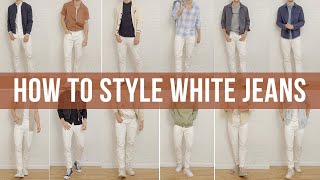 12 Casual Outfits Styling White Jeans  Mens Spring amp Summer Style [upl. by Bertelli]