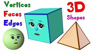 Learn About Faces Edges and Vertices  3D Shapes  Basic Geometry for Kids  Noodle Kidz [upl. by Nomannic64]