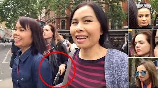 London Pickpockets Caught On Camera Stealing Purse [upl. by Kcirdorb]