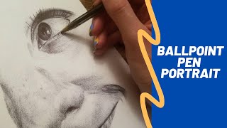 Ballpoint Pen Drawing Tutorial Portrait [upl. by Ethbin]