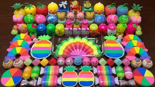 RAINBOW PIPING BAGS  Mixing Makeup amp Pineapple Clay and More Into Slime  Satisfying Slime 1425 [upl. by Oidualc]