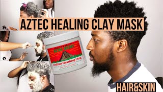 AZTEC INDIAN HEALING CLAY HAIR BEARD amp FACE MASK  NATURAL HAIRampSKIN  KINKYCURLYRAE [upl. by Anaeg]