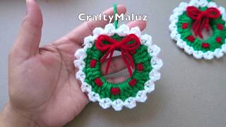 CROCHET TUTORIAL ♥ CORONA A CROCHET PASO A PASO  Corona Navideña quot Adornos de Navidad [upl. by Samid345]