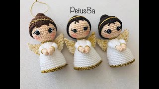 Como tejer ángel para tu árbol de navidad o bautizo amigurumis by Petus English subtitles [upl. by Rockey376]