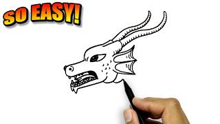 How to draw a dragon head  Easy Drawings [upl. by Yebloc]