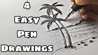 Easy Pen Drawings  Learn Pen and Ink Sketches [upl. by Viradis]