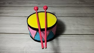 How To Make Drum With Empty Tape Roll And Balloons  DIY Drum For School Project [upl. by Asecnarf]