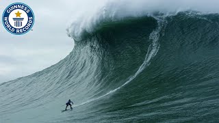 Largest wave surfed  Guinness World Records [upl. by Ahsotan]