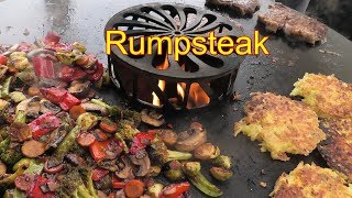 Rumpsteak grillen auf der Feuerplatte [upl. by Monia276]