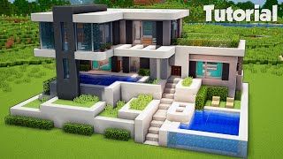 Minecraft How to Build a Modern House Tutorial Easy 27 Interior in Description [upl. by Felty]