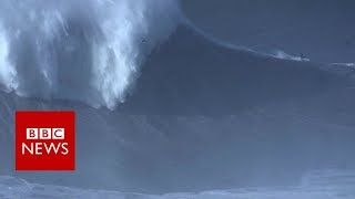 Brazilian surfer Rodrigo Koxa breaks wave world record  BBC News [upl. by Acyre]