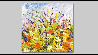 Acrylic Wildflower Painting Palette Knife painting [upl. by Leorsiy972]