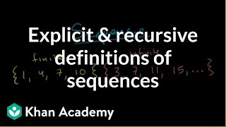 Explicit and recursive definitions of sequences  Precalculus  Khan Academy [upl. by Pittel452]