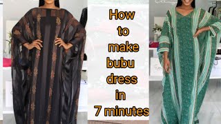 How to cut and sew bubu kaftan dress in 7 minutes Nelostitches [upl. by Adi]