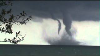 Raw Waterspout Over Lake Michigan Near Wis [upl. by Etnaik]