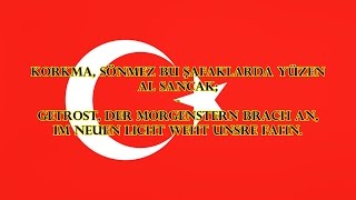 Nationalhymne Türkei  İstiklâl Marşı TRDE Text [upl. by Huxham666]