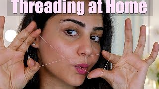 How to Thread Upper lips and Eyebrow AT HOME  SIMMY GORAYA [upl. by Ainoek]