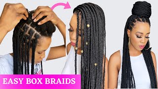 🔥EASY BOX BRAIDS  RUBBER BAND METHOD Beginner Friendly  Protective Style  Tupo1 [upl. by Blanka]