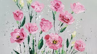 Easy Palette Knife Floral Acrylic Painting LIVE Tutorial [upl. by Ankeny58]