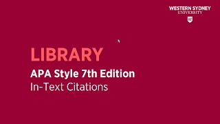 APA Style 7th Edition  INTEXT CITATIONS [upl. by Yssenhguahs]