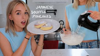 making FLUFFY PANCAKES japanese soufflé pancakes [upl. by Idihsar994]