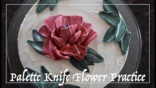 Palette Knife Buttercream Flower Practice  Pink Buttercream Flower Tutorial [upl. by Darum]