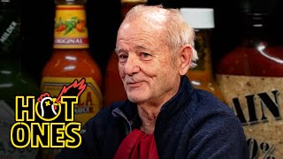 Bill Murray Doesn’t Flinch While Eating Spicy Wings  Hot Ones [upl. by Stickney]