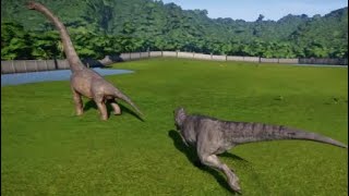 Dino Wars  highly modified TRex VS Brachiosaurus  will they fight Jurassic world evolution [upl. by Drareg]