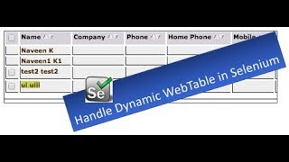 How to Handle Dynamic WebTable  WebDriver Session 14 [upl. by Renruojos]