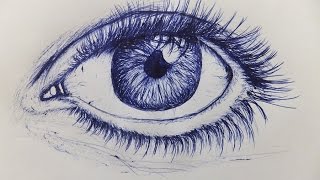 How To Draw An Eye With Ballpoint Pen [upl. by Ravel]