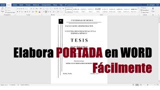 CÓMO HACER UNA PORTADA EN WORD FÁCILMENTE [upl. by Arias218]